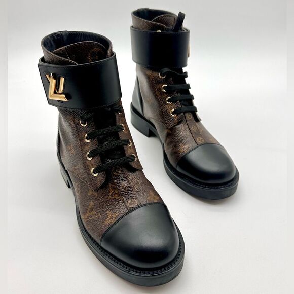 Louis Vuitton Wonderland Ranger Combat Boot Brown LV Monogram EU 37.5 US 7.5 - Picture 13 of 16